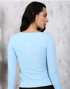 Stylish Blue Long Sleeve Top