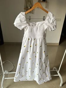 Floral Embroidered White Cotton MAXI Dress 🌼