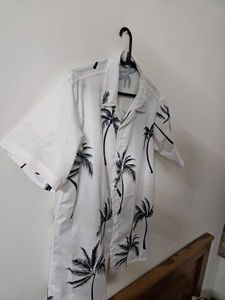 Beach Wear Half Sleeve Shirt-White