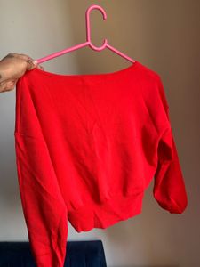 Red Wrap Front Sweater