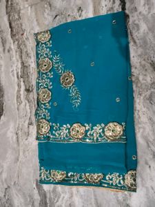 Teal Embellished Saree