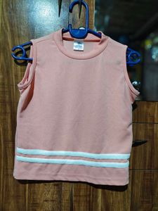 Pink Heart Print Sleeveless Top Combo Of Both New