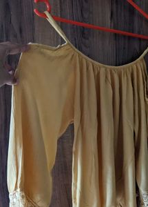 Off Shoulder Mustard Top