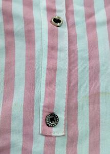 Pink Striped Button-Up Top