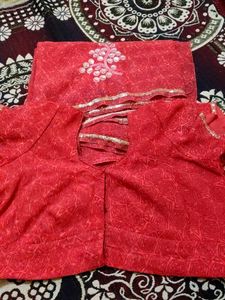 Red Embellished Saree