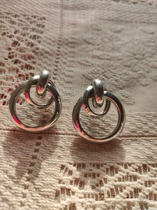 Silver Double Twist Loop Hoop Earrings (Women)