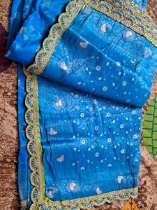 Embroidered Saree with stitched blouse