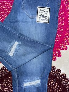 Blue Minimal Knee Ribbed Denim | Size 28-30