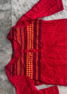 Red Embroidered Kurta
