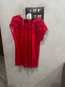 Red Top With Lace Detailed