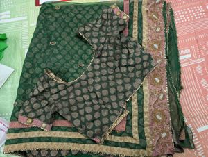 Green Net Saree With Blouse