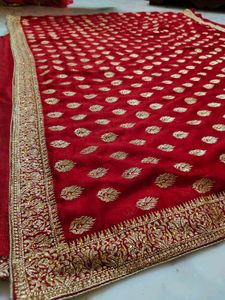Red &amp; Gold Embroidered Saree