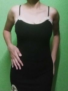 Party wear cami black dress with lace details