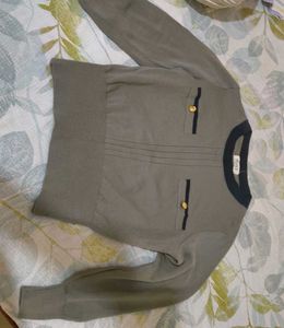 Elegant Olive Green Knit Top