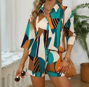 Abstract Print Shirt &amp; Shorts Set
