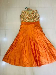 Elegant Orange Ethnic Gown
