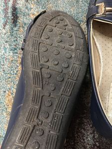 Navy Blue Loafers with Gold Detail