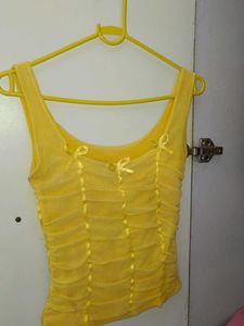 Cute Korean Yellow Bow Top