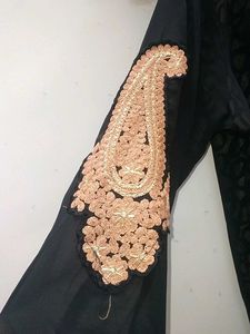 Elegant Black &amp; Gold Embroidered Dress