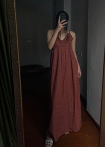 NEW LOOK  Cotton Crochet Maxi Dress in Rust Orange