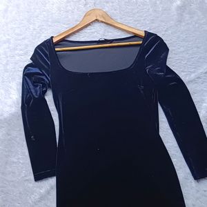Classy Royal Blue Velvet Dress
