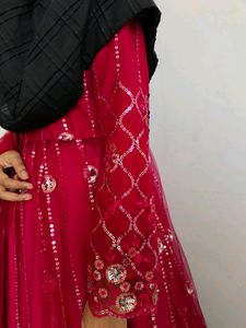 front open anarkali kurti with Lehenga