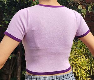 Lilac Crop Top with Purple Trim
