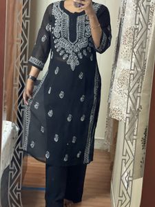 Black Embroidered Kurta  – Used, Half Price