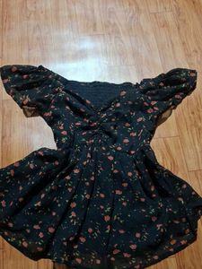 black ruffle top