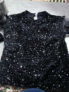 Sequined Black Top