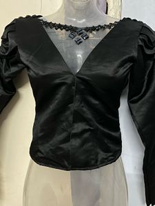 Pintrest silk designer party wear black top
