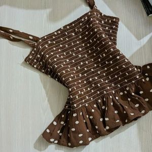 Brown Polka Top
