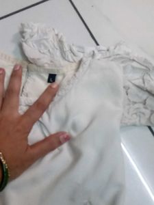 White Lace Sleeve Top