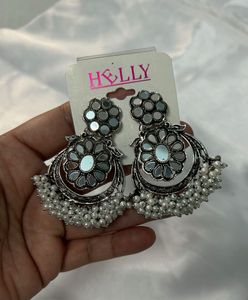 Silver Mirror Drop Earrings