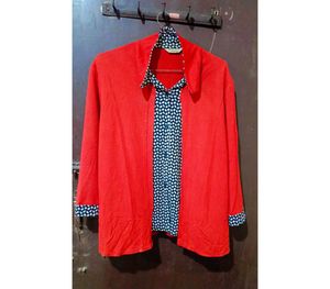Red & Black Polka Fusion Top