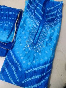 Blue Bandhani Print Salwar Kameez Set