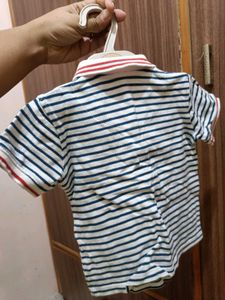 Striped Black And White Polo Tshirt