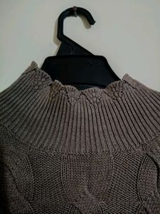 Brown Knit Turtleneck Sweater