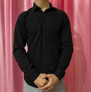 Men&#39;s Classic Black Long Sleeve Shirt