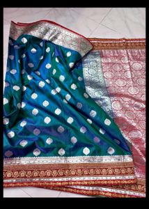 Elegant peacock colour Silk Saree