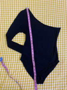 Black One-Shoulder Bodysuit Fits S-M