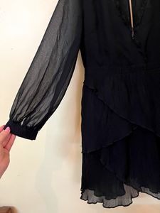 Lace Ruffled Black Dress