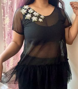 Price Drop‼️Stylish Black Sheer Top