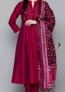 Embroidered Kurta Set With Printed Dupatta