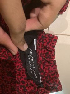 Chic Red Animal Print Top