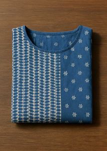 Indigo Ikkat Printed Sleeveless Kurta