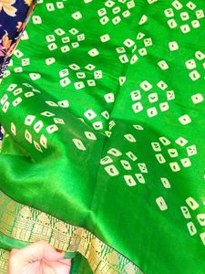Green Bandhani Saree💚