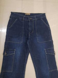 Vintage Style Denim Cargo Pants