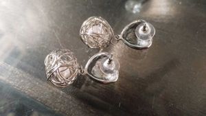 Silver Heart Round Spiral Earings