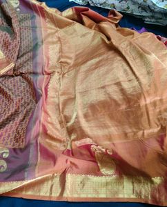 Maroon Korvai Kanchipuram Silk Saree